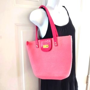 Pink Paper Straw Shoulder Bag